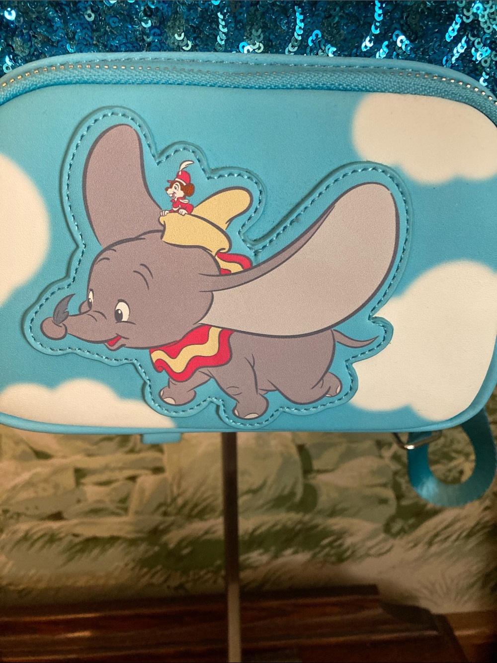 Loungefly + Disney Blue Sequin Dumbo “Soar” Backpack - Picture 2 of 12